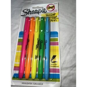 5 Color BONUS Pack Sharpie Highlighter Narrow Chisel Tip W/ Smear Guard  OwlCdsk